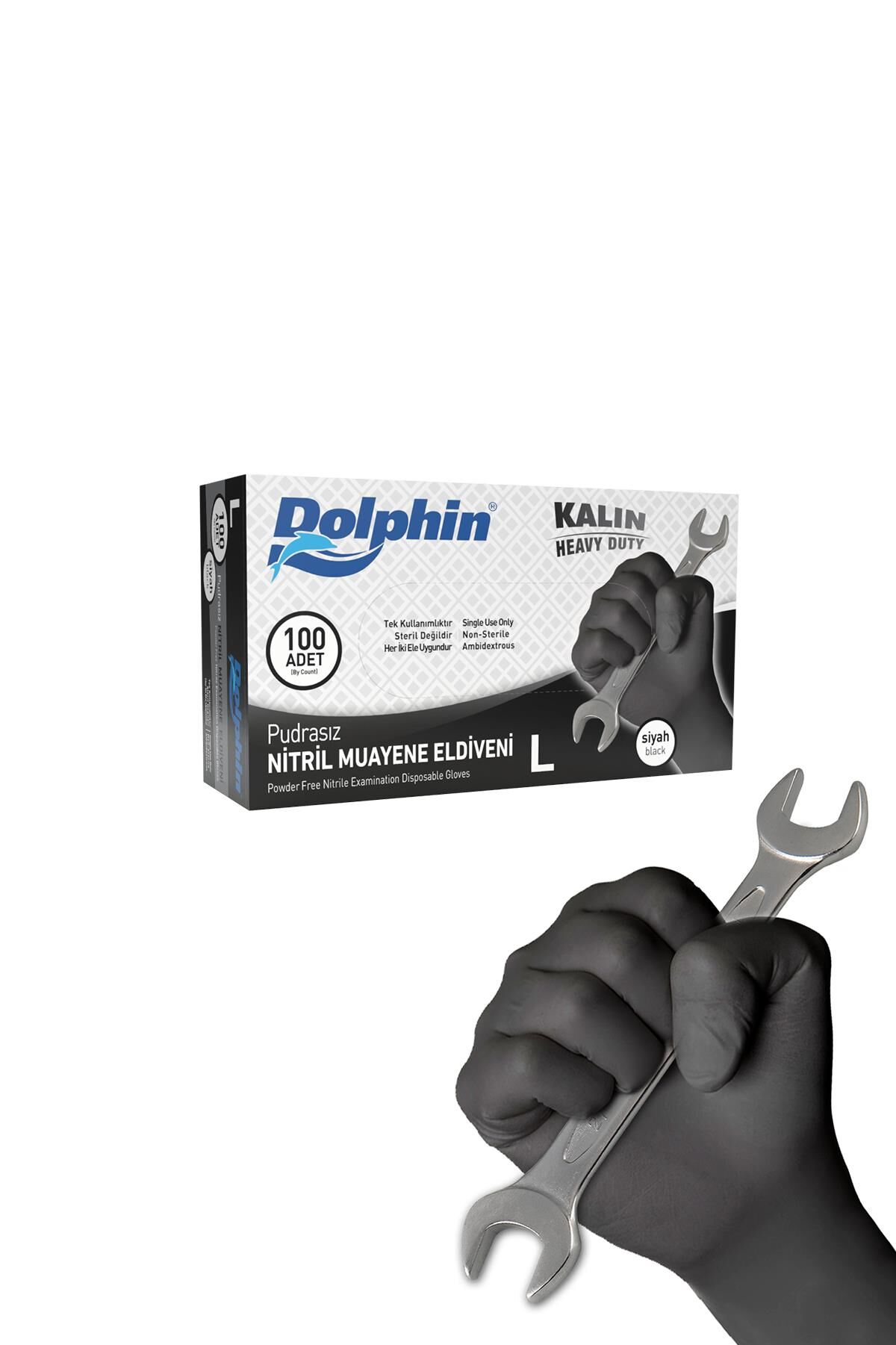 DOLPHIN KALIN NİTRİL SIYAH ELDIVEN L