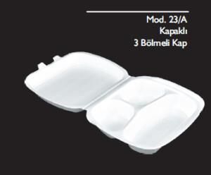 MOD 23/AY 3 GÖZLÜ KAPAKLI KÖPÜK KAP 100 LÜ PK  ERZE