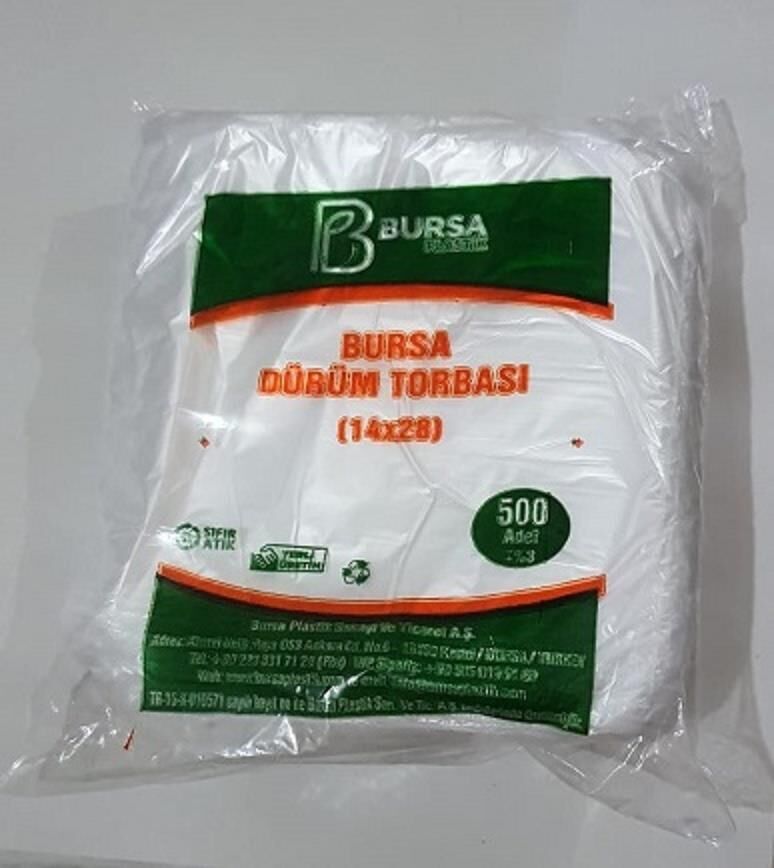 BURSA PLASTİK & RNV DÜRÜM POŞETİ PK:500 LÜ askılı 14*28 cm 290 G.
