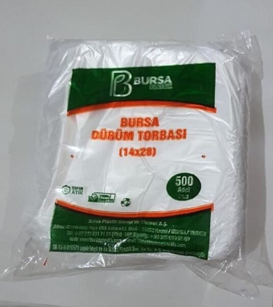 BURSA PLASTİK & RNV DÜRÜM POŞETİ PK:500 LÜ askılı 14*28 cm 290 G.