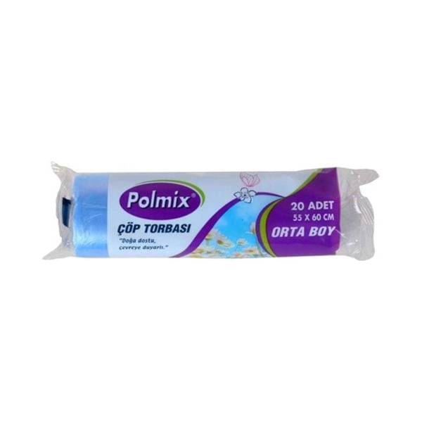 ÇÖP TORBASI ORTA BOY 55*60 CM MAVİ  PK:20 ADET 80 G. 14 MİCRON 40 L. DEİPLAST & YENER
